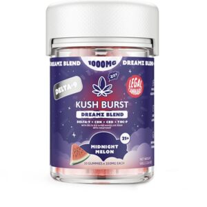 DELTA 9 THC GUMMIES + CBN + CBD + THC-P – MIDNIGHT MELON DREAMZ BLEND – KUSH BURST